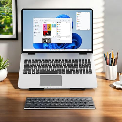 Arteck 2.4G Wireless Keyboard Stainless Steel Ultra Slim Keyboard for Computer/Desktop/PC/Laptop/Surface/Smart TV and Windows 11/10 / 8/7 / Vista/XP Built in Rechargeable Battery