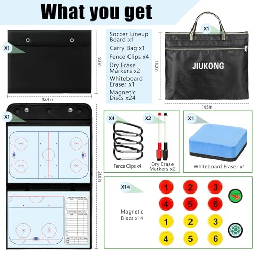 Magnetic Hockey Coaching Board – Portable Dry Erase Whiteboard with Fence Clip, Magnets & Carry Bag, Foldable Tactical Board for Ice Hockey Coaches & Players, Ideal Coach Gift - style: Hockey