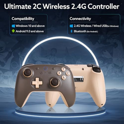 8Bitdo Ultimate 2C Wireless Controller (Brownie) - 1000Hz Polling | For Windows PC & Android, Hall Effect Joysticks & Triggers, Remappable L4/R4 Bumpers, Special Edition Colors - color: Special Edition-Brownie