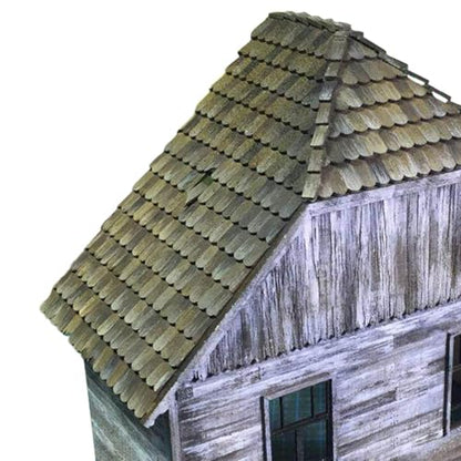 DYNWAVE 1/35 Scale Wooden House Building Model Kit, Unpainted DIY Architecture Model for Micro Landscape and Sand Table Layout