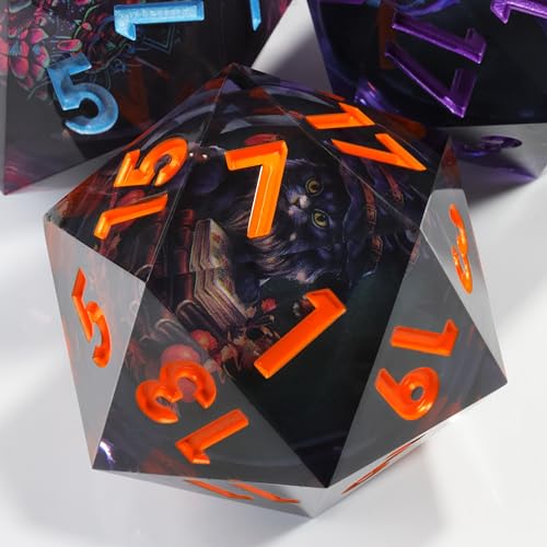 Mini Planet 50mm Giant D20 Liquid Core Eyeball Polyhedral MTG Table Games Aqua Dice E20-LED Black cat - color: E20-led Black Cat