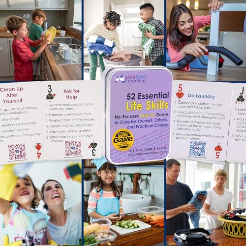 Mind Brain Emotion 52 Essential Life Skills: No-Excuses Game to Teach Kids, Teens & Adults How to Care for Self & Chores, Practical Solution for Responsible Boys, Confident Girls, Happy Family - style: Life Skills