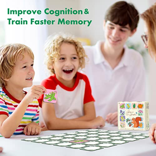 Hebayy Memory Matching Game, 72 PCS Grow A Garden Matching Cards for Toddlers 36 Designs Memory Cards Educational Toys for Preschool 4 5 6 Years Old - style: Garden