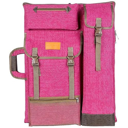 TRANSON Art Portfolio Case Artist Backpack Canvas Bag Large 26” x 19.5” - color: Magenta