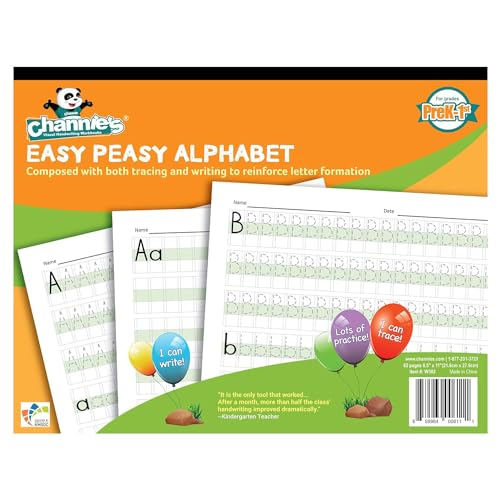Channie's Easy Peasy Alphabet Tracing Book for Kids Ages 3-5, Pre K & Kindergarten Writing Workbook for Handwriting & Tracing, Effective Alphabet Practice With Color-Coded Blocks - style: Easy Peasy Alphabet Handwriting Preschool Workbook