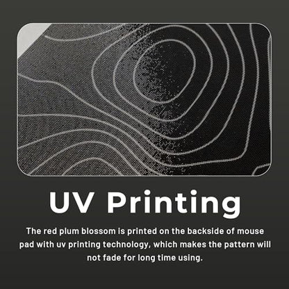 Hard Gaming Black Glass Mouse Pad with White Topographic Design, Large 410mm*310mm Mouse Mat, Unique Professional Glass Surface for Enhanced Precision and Speed - color: Black(Topographic)