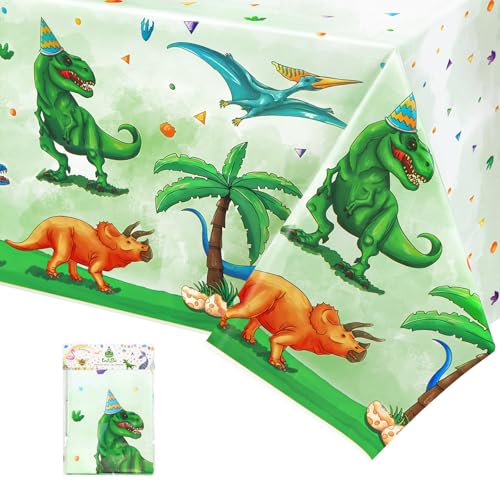 WERNNSAI Dinosaur Tablecloth - 1 Pack 108"x54" Dino Table Cover | Three Rex Birthday Party Decorations, Dinosaur Table Cloth for Kids Boys Baby Shower Supplies - color: Dinosaur H