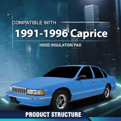 PIT66 Hood Insulation Pad 1/2" Compatible with Chevy Caprice Impala 1991-1996 Black - style: 1991-1996 Chevy Caprice Impala