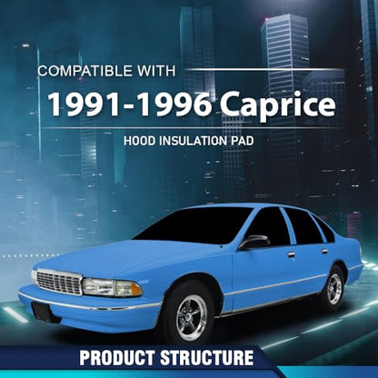 PIT66 Hood Insulation Pad 1/2" Compatible with Chevy Caprice Impala 1991-1996 Black - style: 1991-1996 Chevy Caprice Impala