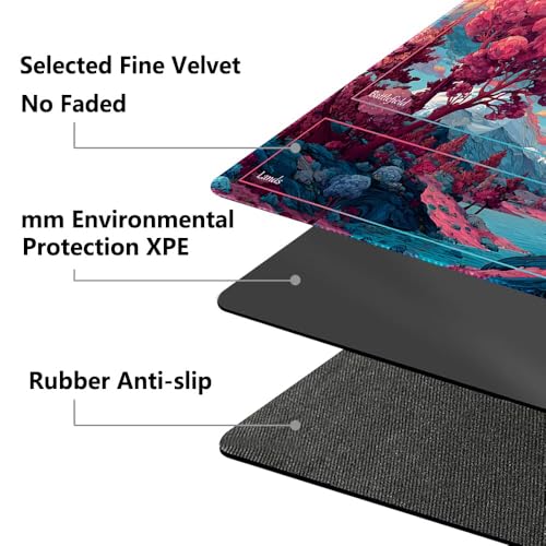 MTG Playmat 24x14 Inch | Optional Game Zone Layout | Non-Slip Rubber Base | Stitched Edges | Includes Free Storage Bag | for TCG, Board Games, and Desk Use(Chromawilds,with Zone) - color: Chromawilds, style: With zone