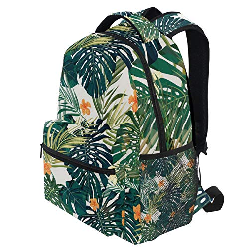 Tropicalsummer Hawaiian Flower Palm Leaves Orange Floral Backpacks Bookbags Daypack Travel School College Bag for Womens Mens Boys - color: Multi Pattern 19