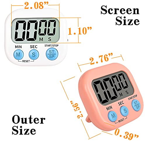 2-Pack Digital Kitchen Timer for Cooking, Multi-Function Electronic Timer, Big Digits Loud Alarm Strong Magnetic Backing, Classroom Timers for Teachers 2-Piece White - color: White 2pc