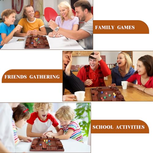 Shut The Box Game Wooden,4 Players Math Games for Kids 8-12,Dice Box Family Games for Kids and Adults,Board Tabletop Games for Kids 5-7, 12 Inch Close The Box Game for Classroom,Home or Party(4-Retro) - style: 4-player - Retro