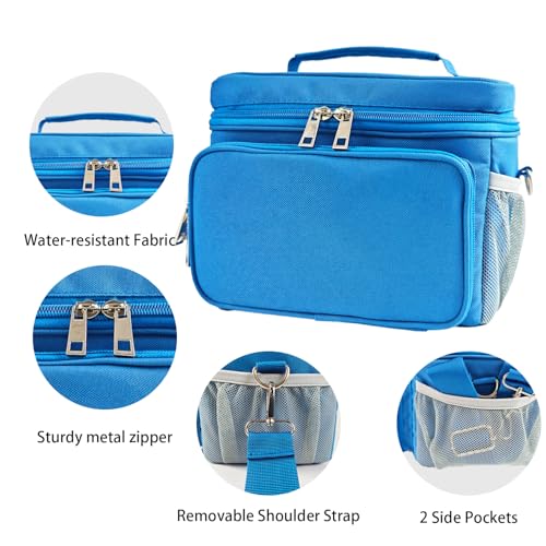 Travel Carrying Case Compatible with Yoto Player Bluetooth Speaker and Headphone Accessories, Card Holder Holds up to 80 Cards with Shoulder Strap, Bag Only (Blue) - color: Blue