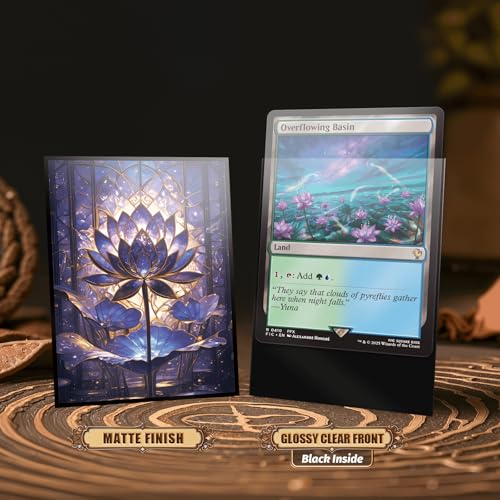 MTG Card Sleeves - Stained Glass Lotus - Ultra Clear Front & Matte Finish Back, 100 Count Standard Size Matte Art Sleeve for Magic The Gathering - color: Stained Glass Lotus