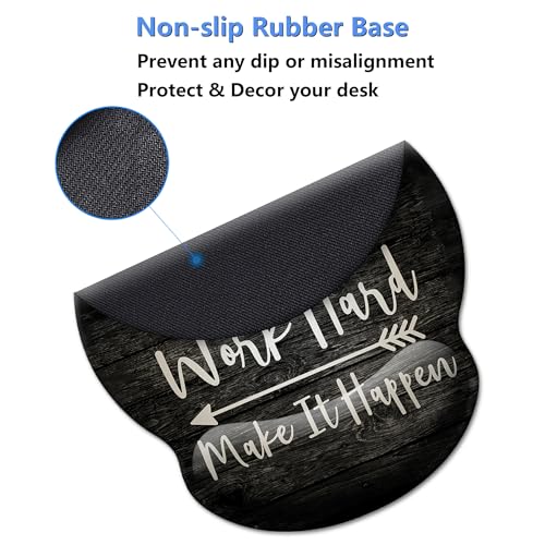 Mouse Pad Wrist Support,Ergonomic Mouse Pad with Wrist Rest,Comfortable Mousepad with Smooth Wrist Rest,Pain Relief Mouse Pads for Non-Slip Base,Computer,Laptop,Office,Home(Black Inspirational Quote) - color: Black Inspirational Quote