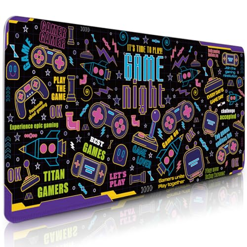 Gaming Mouse Pads, Gamer Computer Keyboard Mousepad Non-Slip Base Stitched Edge, Gaming Desk Accessories for Boys, Large Desk Mat for Topdesk for Keyboard and Mouse 15.7”x 35.4 XXL - color: Game-Black, size: XX-Large
