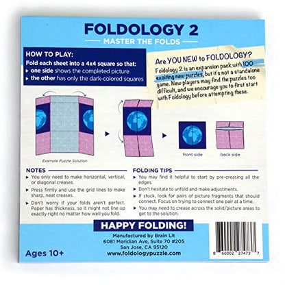 FOLDOLOGY 2 - Master The Folds (Expansion Pack). Puzzle Game for Tweens, Teens, and Adults. 100 Origami Brain Teasers. Ages 10+