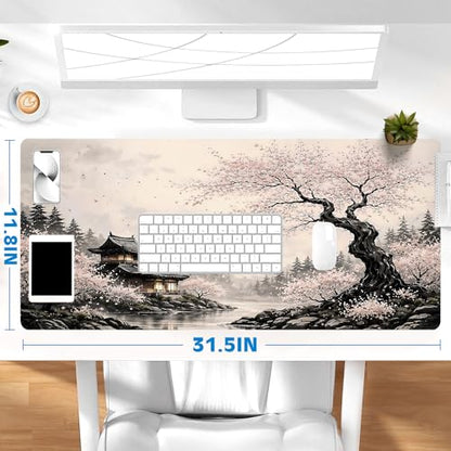 Gaming Mouse Pad, Desk Mat for Keyboard and Mouse, Large Mouse Pad for Desk, Computer Mousepad - color: Japanese Ink Painting 2