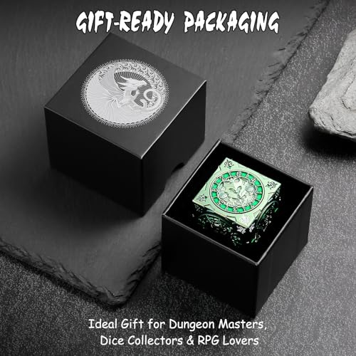 DNDND Chameleon Gold-Green Color Shift Cube Dice - Angular Color Changing D&D Spinner with 6-Side Precision Bearings & Gift Box for TTRPG - color: Chameleon Green
