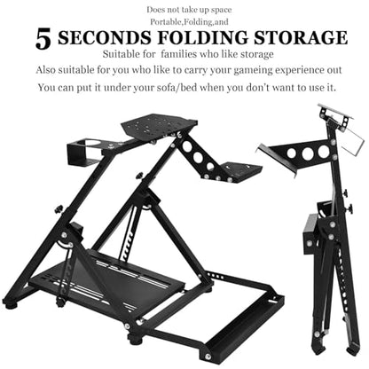 Supllueer Foldable Racing Wheel Stand with Seat Slot Fit for Logitech G29 G920 G923,for Thrustmaster T248 T300RS T300 T500,for Fanatec,Adjustable Steering Wheel Stand, No Shifter Handbrake Wheel pedal