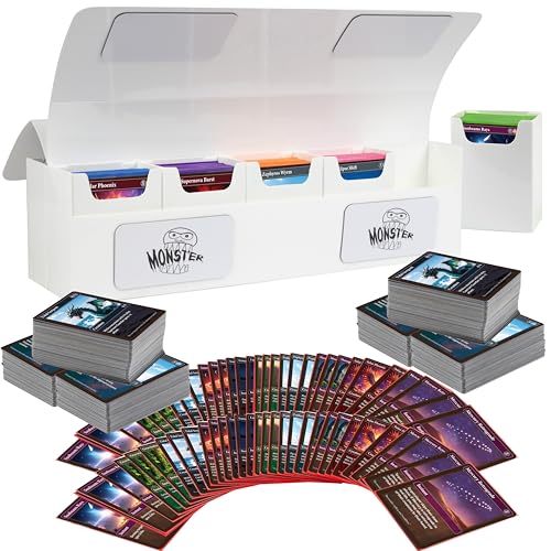 Monster Protectors Magnetic Deca 10 Deck Box- White, Holds 750 TCG Cards, Self-Locking Closure- Compatible with Pokémon, MTG Magic: The Gathering, & Yu-Gi-Oh | Fits Standard & Small Size Trading Cards - color: white