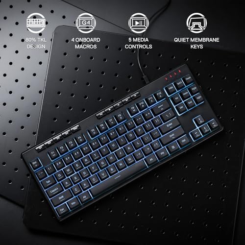 Redragon K516 Shiva TKL Wired RGB Membrane Gaming Keyboard, 87 Keys Mechanical-Feel Keyboard w/Smooth Linear Switch, On-Board Macro & Dedicated Multimedia Keys, 16.8M RGB Backlit, Software Supported - size: 87 Keys