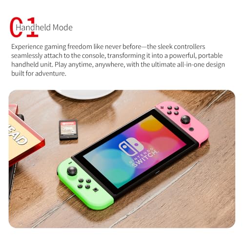 Tideal Set of Replacement Controller for Nintendo Switch - Compatible with Nintendo Switch (1) / OLED/Lite - Dual Vibration/Motion Control / 6-Axis Gyro (Green & Pink) - color: Green & Pink