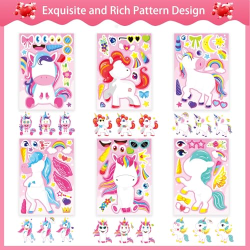 Make Your Own Unicorn Stickers, Make a Face Sticker, Unicorn Stickers | 24 Sheets for Kids Bags Birthday Party Favors Classroom Craft Activities - style: Unicorn