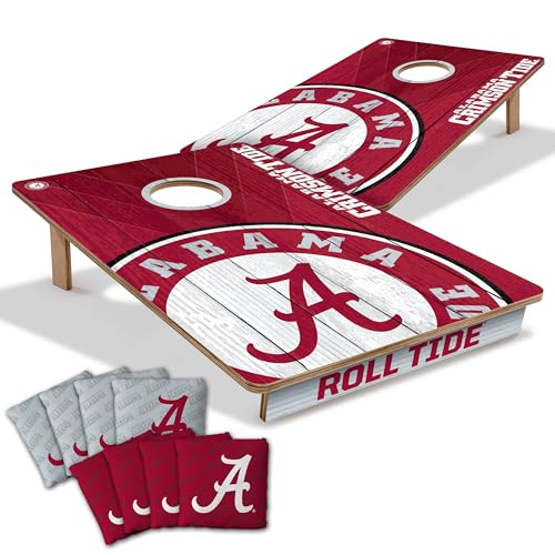YouTheFan NCAA 2’ x 3’ Wood Cornhole Game with Logo Bags - color: Alabama Crimson Tide