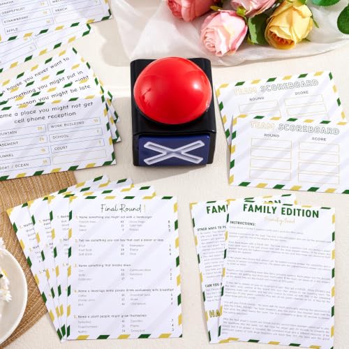 Family Friendly Feud Game with 2 Answer Buzzers, Fun Family Board Games for Adults and Teens Feud Card Trivia Quiz Reunion Activities for Holiday Party Family Office Group Team Building - style: Family