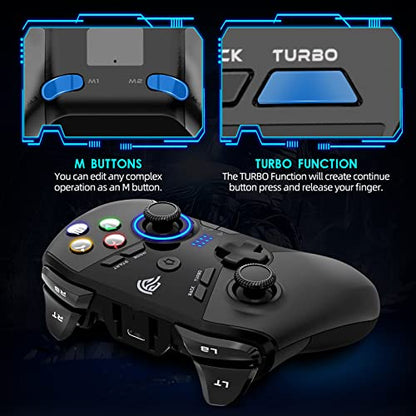 EasySMX 2.4G Wireless Controller for PC,Steam Deck,PS3,Android TV,Black. | Plug and Play,Programmable Buttons,Dual Vibration Motors,Up to 14-Hour Battery Life.