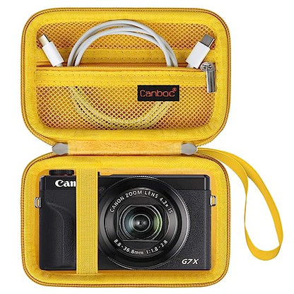 Canboc Carrying Case for Canon PowerShot G7 X Mark III/ G7X Mark II/ G7X Digital Camera, Point and Shoot Vlogging Camera Bag, Zipper Mesh Pocket fits USB Cable, Batteries, Yellow - color: Yellow