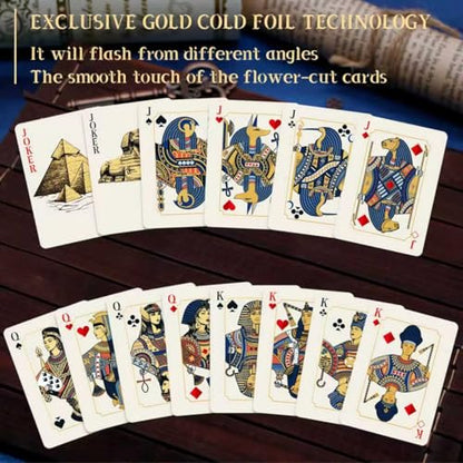 WJPC Ancient Egypt Playing Cards，Gold Cold Foil Playing Cards,Deck of Cards ，Game and Party Gift Giving Poker Cards (Ancient Egypt) - color: Cold Gold