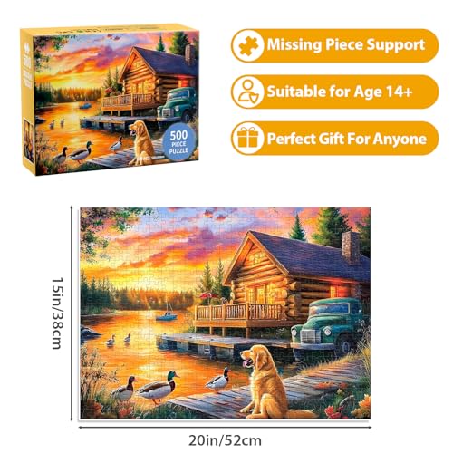 500 Piece Puzzle for Adults Puzzle Dog Duck Car Jigsaw Puzzle, Recycled Cardboar Jigsaw Puzzles 500 Pieces for Senior, Challenging Puzzles Family Birthday Party Toy Gift for Friends 20.5"x15" - style: Countryside