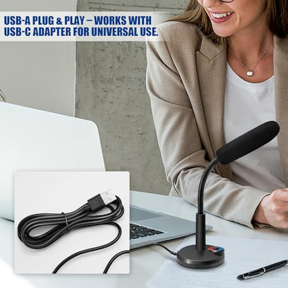 RGB USB Condenser Microphone, Plug & Play Desktop PC Mic with Mute Button, Flexible Gooseneck for PC, Mac, PS5, Gaming, Streaming, Zoom, Discord (1.5m Cable)