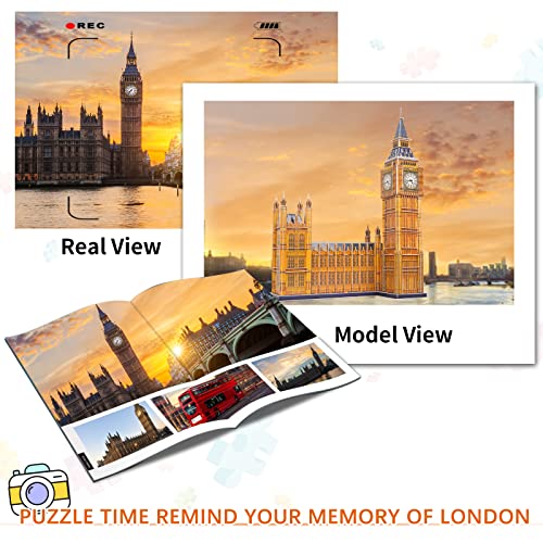 3D Puzzles for Adults & Kids, London Big Ben City Architecture Building Model Kit, 3-D Puzzle DIY Craft Kits STEM Educational Family Assembly Toys Gifts for Boys Girls 10-12-14 Home Decor, 190 Pieces - style: Big Ben