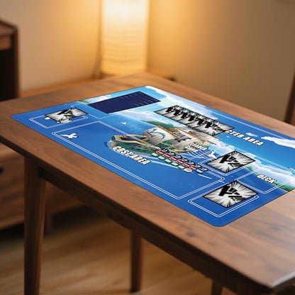 Playmat for One Piece Card Game (24x14 Inches): with Non-Slip Rubber, Zones Design, a Professional Storage Bag Included, Plus a Limited-Time Gift of a Set of 20 Damage Counters (Sky Ship) - color: Sky Ship