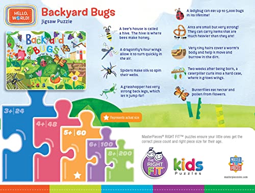 MasterPieces 60 Piece Nature Puzzle for Kids - Backyard Bugs - 19"x14" - style: Hello World Backyard Bugs
