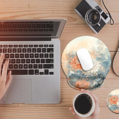 Mouse Pad with Wrist Support, Ergonomic Mouse Pad with Memory Foam Wrist Rest Cushion, Non-Slip Rubber Base Gaming Mice Pad for Home Office Computer Laptop,Aesthetic Flower - color: Aesthetic Flower