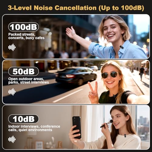 Wireless Lavalier Mini Microphone for iPhone ipad Android | 30H Long Battery Life, Noise Cancellation, Plug & Play for Vlogging, Video Recording, Podcast, YouTube, TikTok