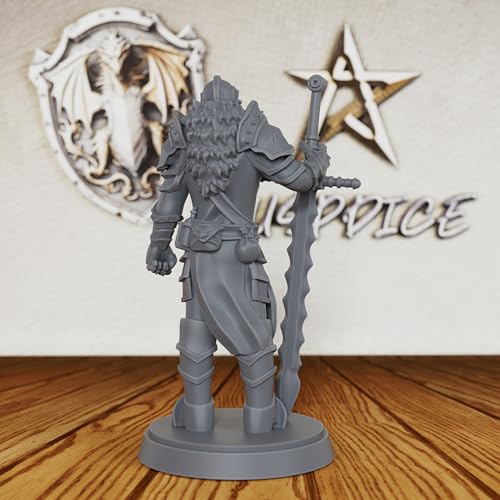 AUSPDICE Medieval Knight 28mm Unpainted Fantasy Miniature with Sword AS238 | Armored Knight Figure with Greatsword and Closed Helmet for Dungeons and Dragons,TTRPGs Fantasy Campaigns and Dungeon Masters