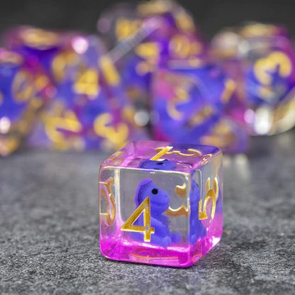 Sage's Portal Animal Familiars Resin DND Dice Set Polyhedral Dice Set for Dungeons and Dragons RPG Pathfinder Tabletop TTRPG (Baby Purple Dragon) - color: Baby Purple Dragon