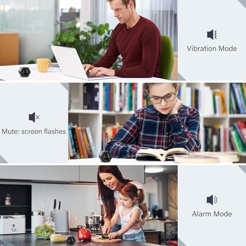 Rotating Pomodoro Timer 5, 25, 10 30,60 Mins Preset Stopwatch, Desk Flip ProductivityTimer, ADHD Tool Hexagon, Vibration/Mute/Alarm, for Work, Study, Back to School, Kitchen, Black - color: Black