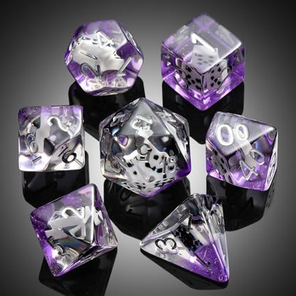 DNDND Poker Polyhedral Dice Set - 7PCS Transparent DND Dice with Playing Card Inserts for RPG - color: Poker
