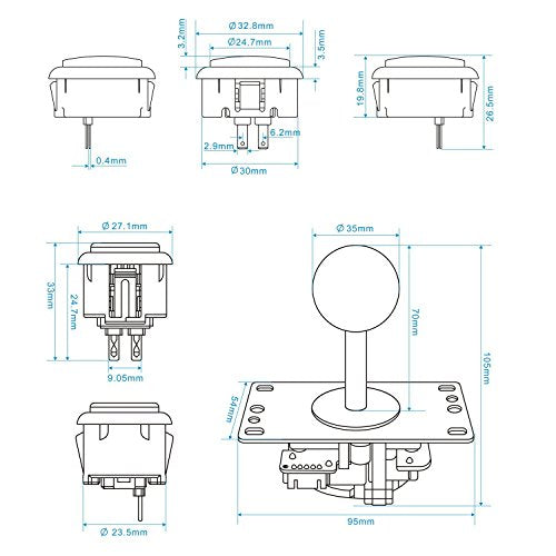 Arcade Game Controller Button Microswitch 8 Way Joystick Zero Delay USB Encoder Cable Stick DIY Kit for PC MAME Retropie Raspberry Pi - color: White mix