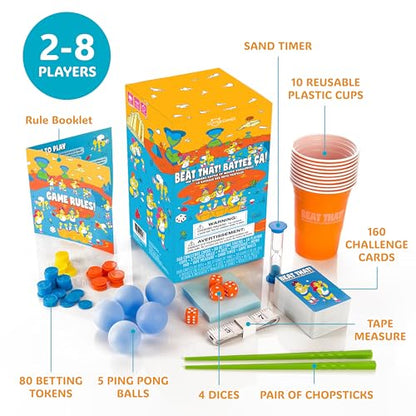 Gutter Games Beat That! Family Game Night Set - 160 Wacky Skill Challenges - Fun Party Activities for Kids and Adults - Interactive Group Game for Birthdays, Holidays, and Gatherings - style: Beat That! Core Game