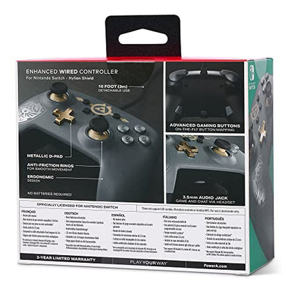 PowerA Enhanced Nintendo Switch and Switch 2 Wired Controller - Hylian Shield, Officially licensed - color: Hylian Shield