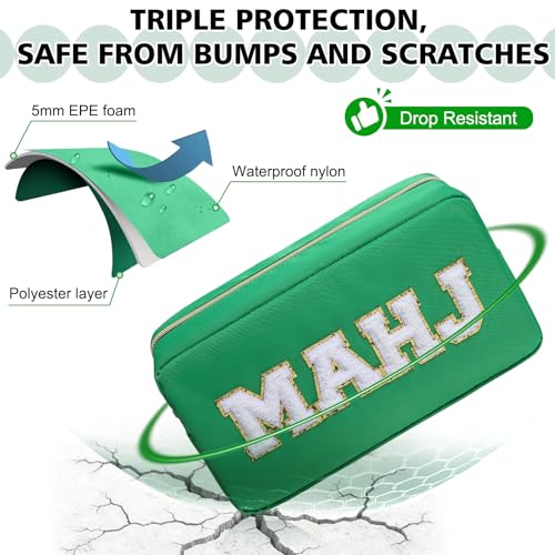 Mahjong Tile Bag Mahjong Bag with Zipper Travel Mahjong Carrying Case Storage Pouch Gifts for Mahjong Lovers Accessories - color: Green-mahj