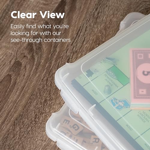 IRIS USA Board Game Storage |Made in USA| Slim Craft Case (10-Pack) - Clear | Fits 8.5" x 11" & A4 Paper, Organizers with Built-In Handle & Snap-Tight Lids, Containers for Puzzles, Art & Scrapbooking - size: 10 Pack